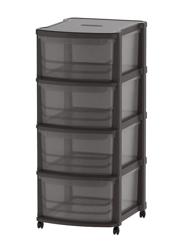 

Cosmoplast 4-Tiers Light Weight Stylish & Space Saving Easily Cleanable Multi-Purpose Storage Cabinet with Wheels, Multicolour