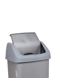 Cosmoplast Flip-Top Waste Bin with Swing Lid, Pearl Grey