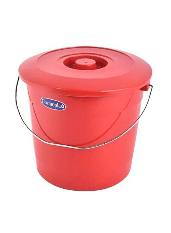 

Cosmoplast Round Plastic Bucket with Steel Handle, 5 Liters, Red