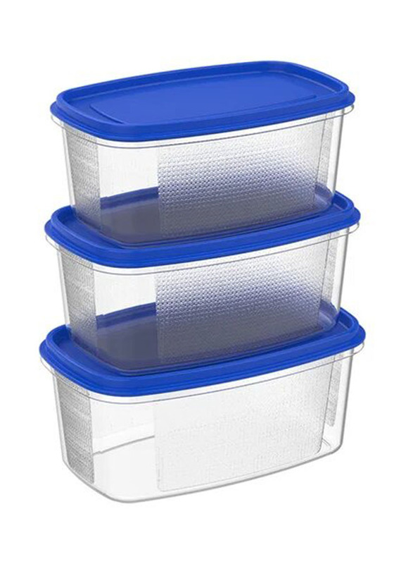 Cosmoplast Plastic Food Saver Oval Set, 3 Pieces, Blue