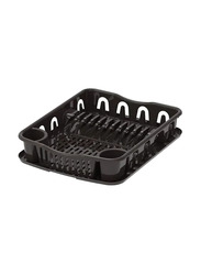 Cosmoplast Plastic Large Dish Rack with Drainer, Dark Brown