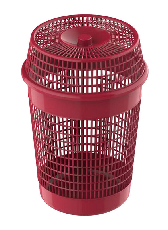 

Cosmoplast Tall Laundry Basket with Lid, Red