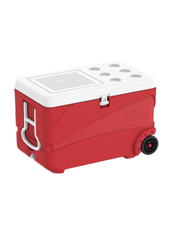 

Cosmoplast 84 Ltr Keepcold Deluxe Icebox with Wheels, Red