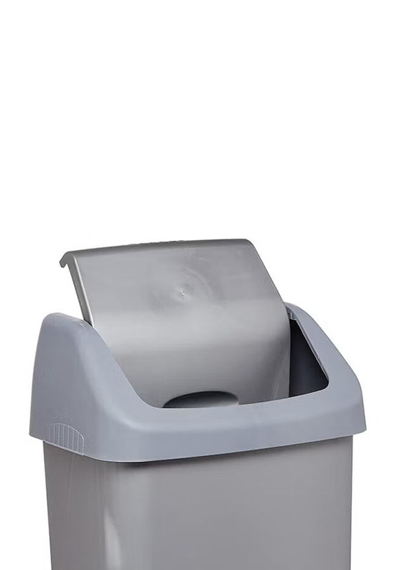 Cosmoplast Flip-Top Waste Bin with Swing Lid, Grey