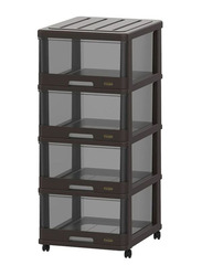 Cosmoplast Cedarattan 4-Tiers Storage Cabinet with Drawers & Wheels, Dark Brown