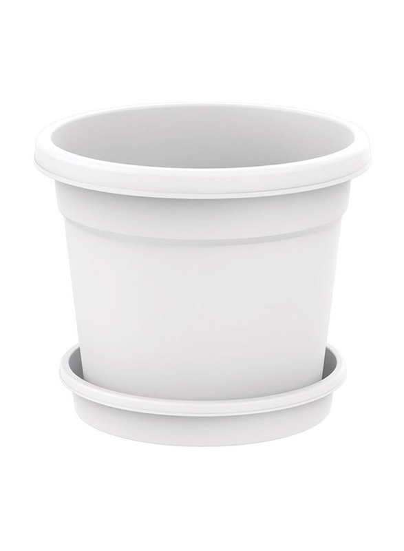 Cosmoplast 8-Inch Round Flowerpot, White