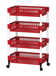 Cosmoplast Plastic 4-Tier Vegetable Trolley, Multicolour