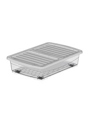 Cosmoplast Plastic Underbed Storage Box with Wheels & Lockable Lid, Clear