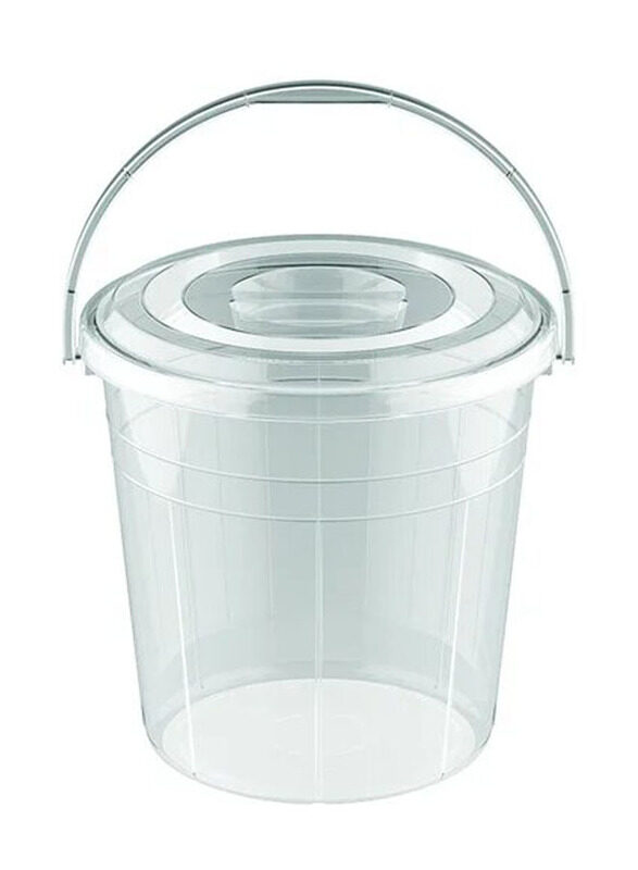 

Cosmoplast Round Plastic Bucket with Steel Handle, 10 Liters, Transparent