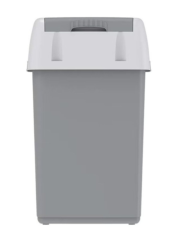 Cosmoplast Flip-Top Waste Bin with Swing Lid, Pearl Grey