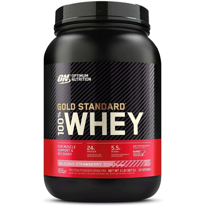 

Optimum Nutrition Gold Standard 100% Whey Protein, Delicious Strawberry, 2 LB