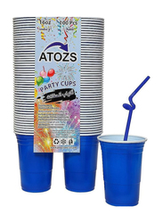 Atozs Disposable Plastic Party Cups, 100 x 16oz, Blue