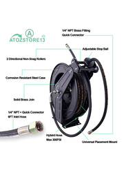 Atozs High Pressure Hose Reel for Air/Oil/Water, Black