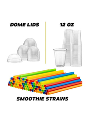 Atozs Disposable Plastic Cups with Dome Lids, 100 x 12oz, Clear