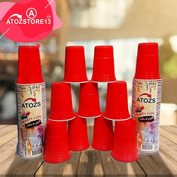 Atozs Disposable Plastic Party Cups, 50 x 16oz, Red