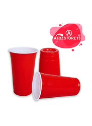 Atozs Disposable Plastic Party Cups, 50 x 16oz, Red