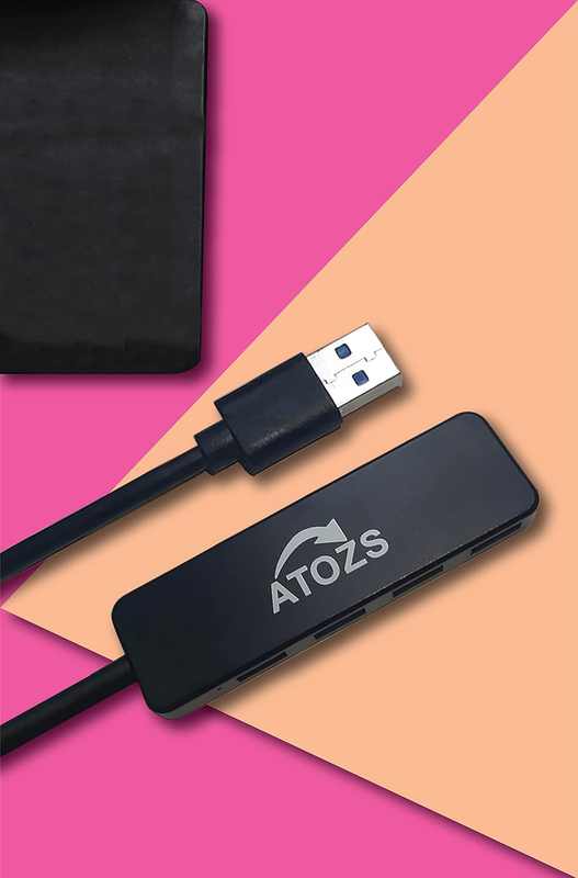 Atozs 4-Port USB 3.0 Hub, Black