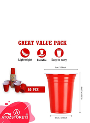 Atozs Disposable Plastic Party Cups, 50 x 16oz, Red