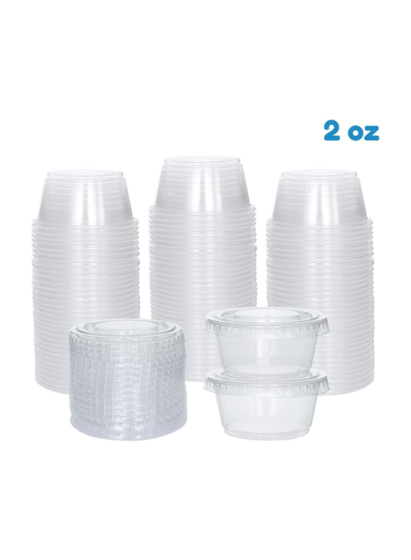 Atozs 200-Piece 2oz Disposable Plastic Portion Cups with Lids & Spoons, Clear