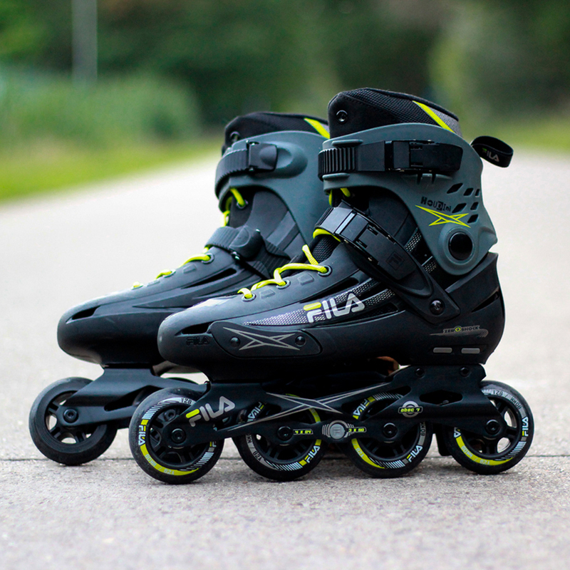 Fila Houdini Inline Skates, 7.5, Black/Grey/Lime