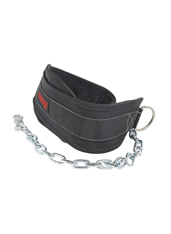 

Grizzly Fitness Woven Nylon Pro Dip and Pull Up Belt with 36" Chain, 8553-04-BLK, Black