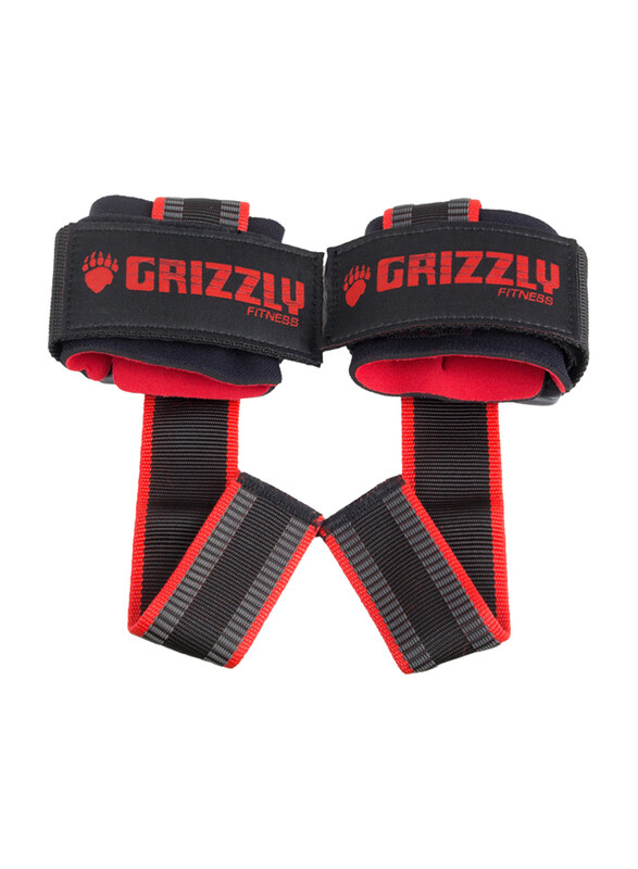 

Grizzly Fitness Super Deluxe Lifting Straps, 2 Pieces, 8649-32-BLK, Black/Red