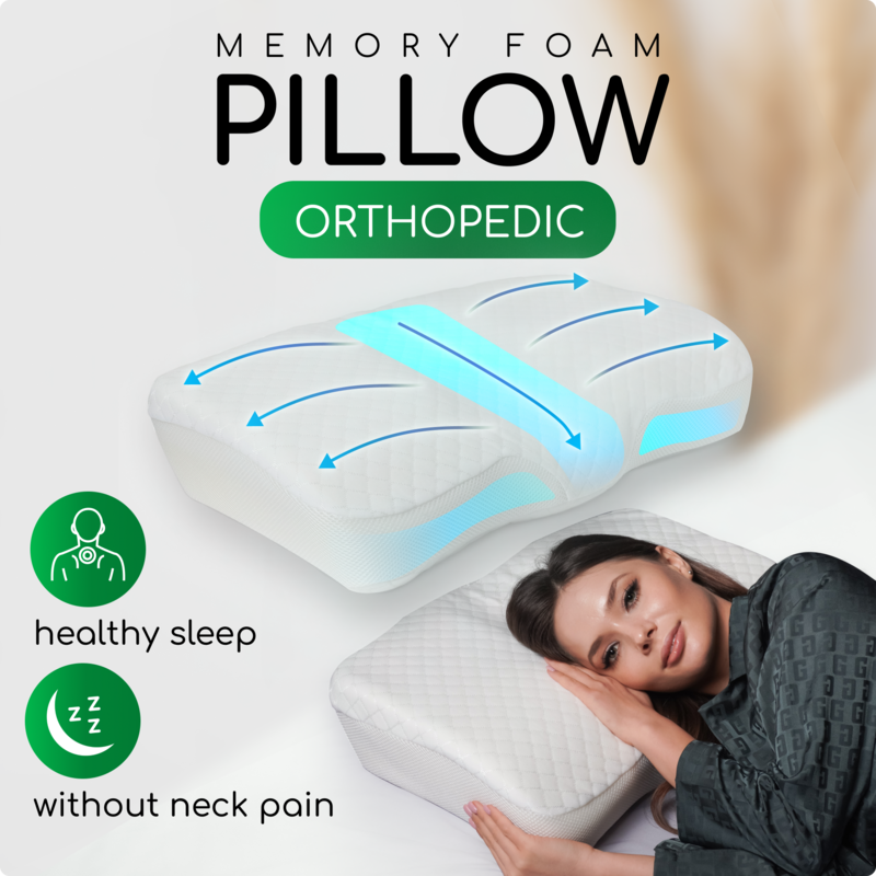 Comforto Cervical, White , 57*32*10-6 Memory Foam Pillow, Orthopedic Pillow