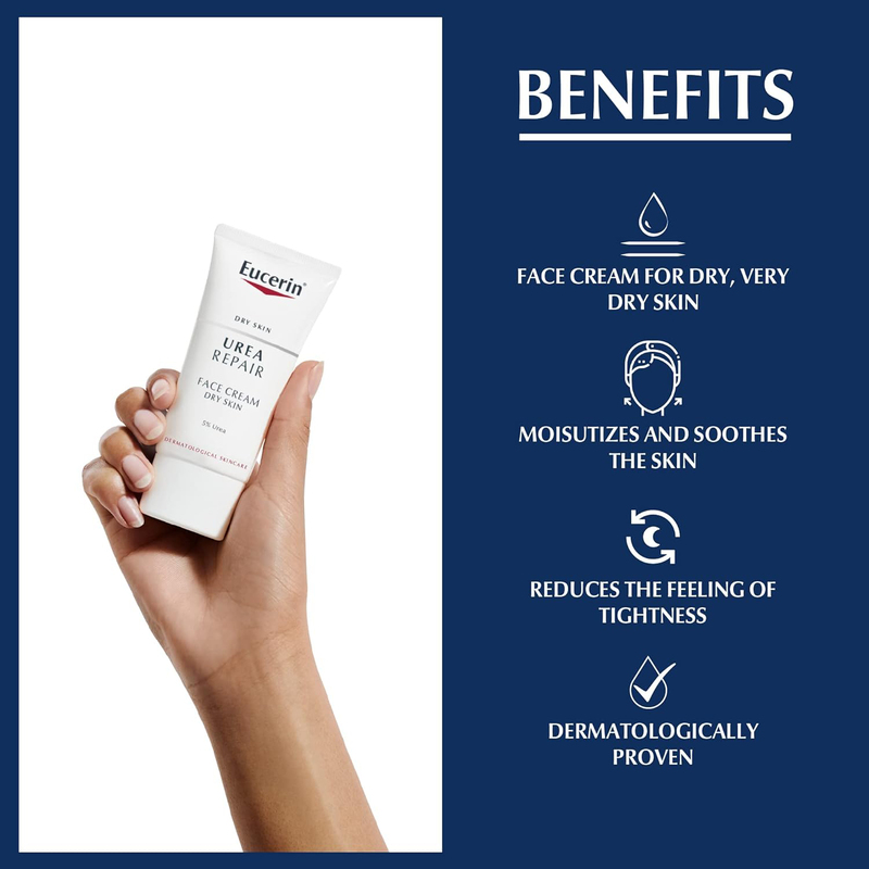 Eucerin Urea Repair Plus 5% Urea Face Cream with Ceramide and Lactate, 50ml