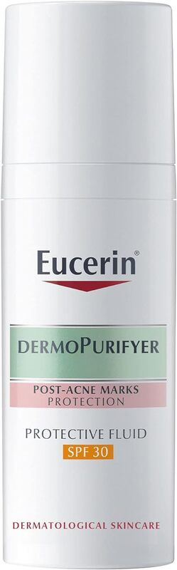 Eucerin DermoPurifyer Oil Control Protective Face Fluid for Post-Acne Marks Protection, UVA & UVB Protection, SPF 30, Daily Protection for Acne-Prone Skin, Anti-Shine, Long-Lasting Matte Finish, 50ml