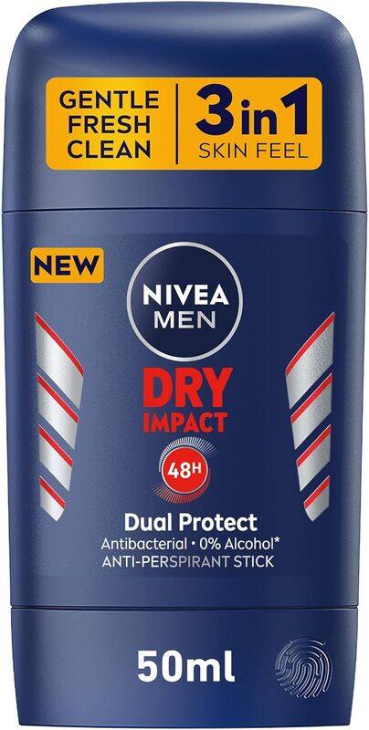 

NIVEA MEN Antiperspirant Stick for Men, 48h Protection, Dry Impact, 50ml (Pack of 5 )