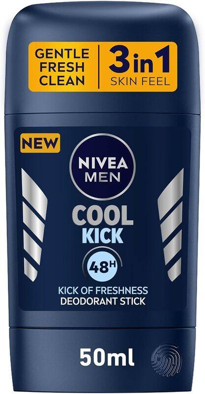 

NIVEA MEN Deodorant Stick for Men, 48h Protection, Cool Kick Fresh Scent, 50ml (Pack of 5 )