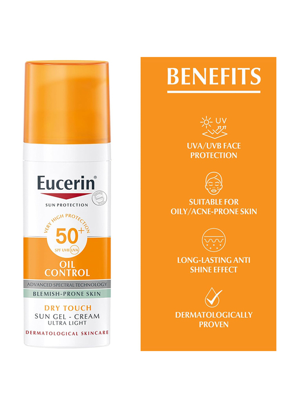 Eucerin Face Sunscreen Oil Control Gel-Cream Dry Touch, 50ml