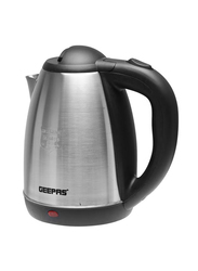 Geepas 1.8L Electric Tea Kettle, 1500W, with Auto Shut Off & Boil Dry Protection, Safety Lock Lid, 360 Degree Rotational Base & Ergonomic Handle, GK5454B, Silver/Black