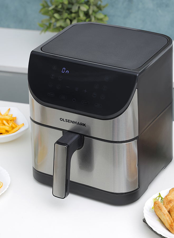 Olsenmark 6L Digital Air Fryer with Non-Stick Frying Pot and Tray, 1500W, OMAF2346R, Black/Silver