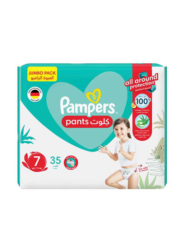Pampers Baby Dry Pants Diapers with Aloe Vera Lotion, Size 7, 17+ KG, Mega Pack, 35 Count