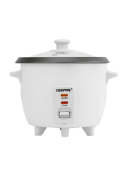 Geepas 0.6L Rice Cooker with Non-Stick Cooking Pot, 300W, GRC1828, White