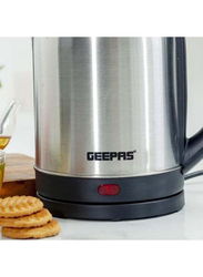 Geepas 1.8L Stainless Steel Electric Kettle, 1500W, with Auto Shut off & Boil Dry Protection, GK5466M, Silver/Black
