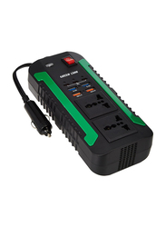 Green Lion 300W Spark 300 Power Inverter with 2 AC + 2 USB-A 3.4A + 3 PD 20W + 2 QC 3.0, Black
