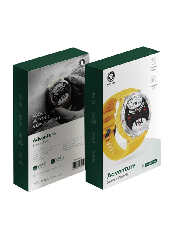Green Lion 49mm Adventure Smartwatch with Always On Display & Wireless Charging, Grey
