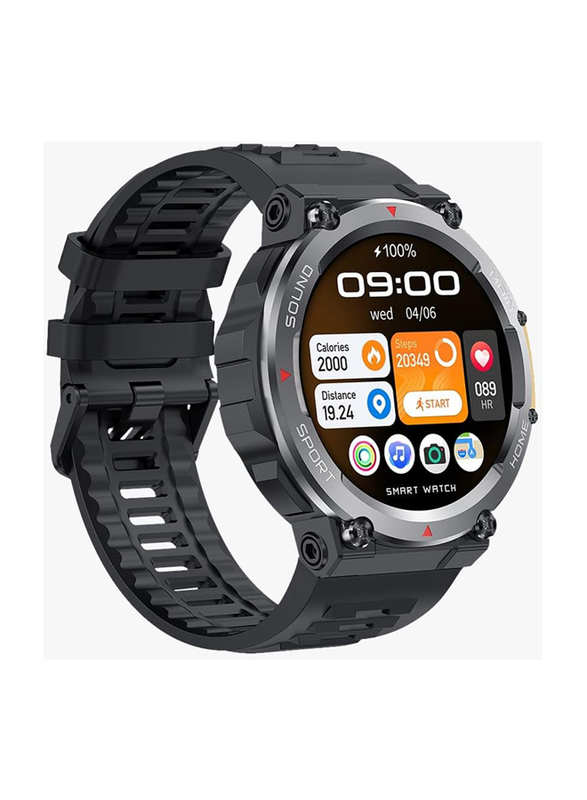 Green Lion 45mm Adventure Smartwatch with 10 Days Standby Time & Always On Display, Black