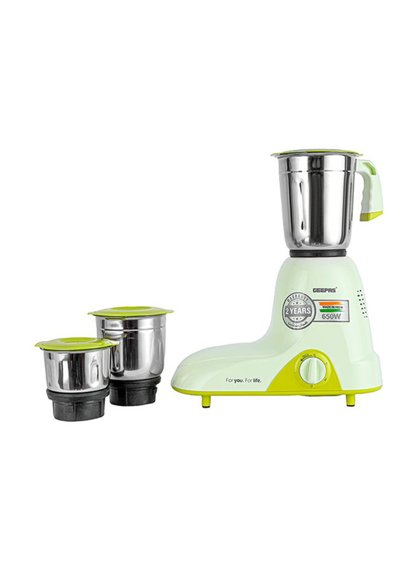 Geepas 1.2L 3-in-1 Mixer Grinder with 3 Speed setting with Incher, 650W, GSB44094, Green