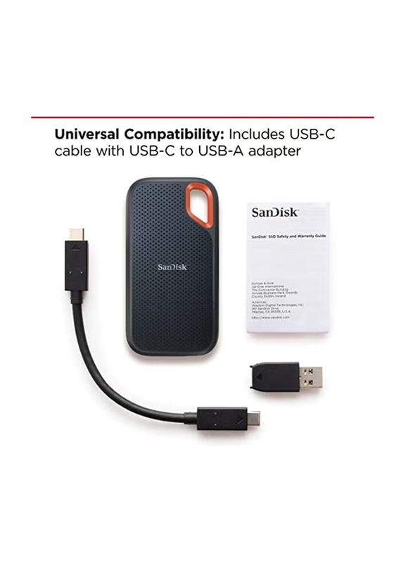 SanDisk 2TB SSD External Portable Solid State Drive, Up to 1050Mb/s-USB-C, USB 3.2 Gen 2, SDSSDE61-2T00-G25, Black