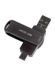 Green Lion 256GB 4 In 1 Pro Metal Flash Drive Lightning Micro Type-C USB-A Support, Black