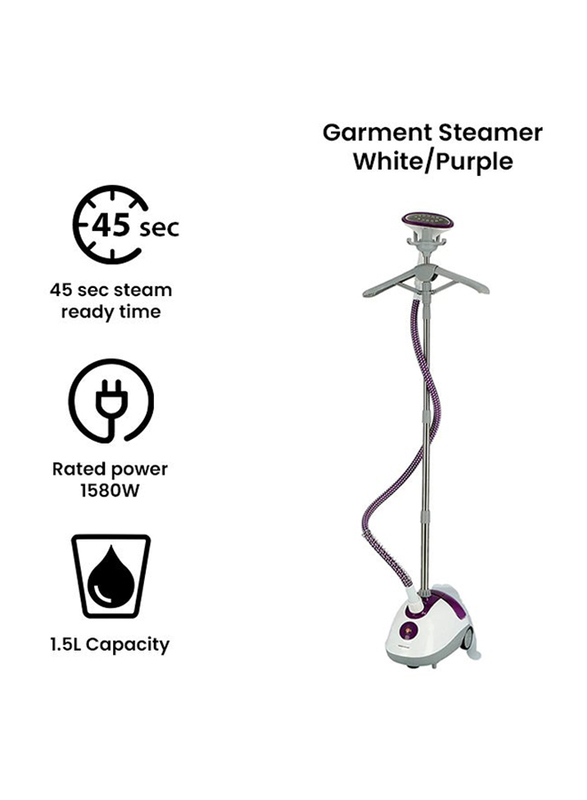 Olsenmark Electric Garment Steamer, 1.5L, 1580W, OMGS1690, White/Purple