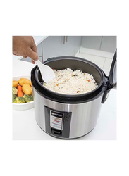 Geepas 1.8L Rice Cooker, 700W, with Non Stick Inner Pot, Stainless Steel Body & Plastic Steamer Cook/Steam/Keep Warm Functions, GRC4330, Silver/Black