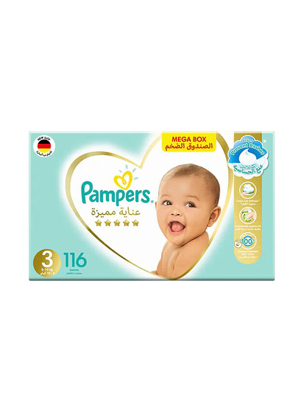 Pampers Premium Care Taped Baby Diapers, Size 3,6-10 KG, 116 Count