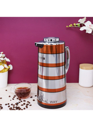 Royalford 1.3 Ltr Double Wall Golden Figured Vacuum Flask, Multicolour