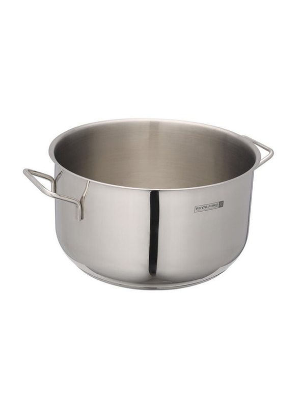 Royalford Round Casserole with Lid, 28x15cm, Silver