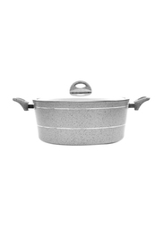 Royalford 24cm Round Casserole with Lid, Grey/Clear
