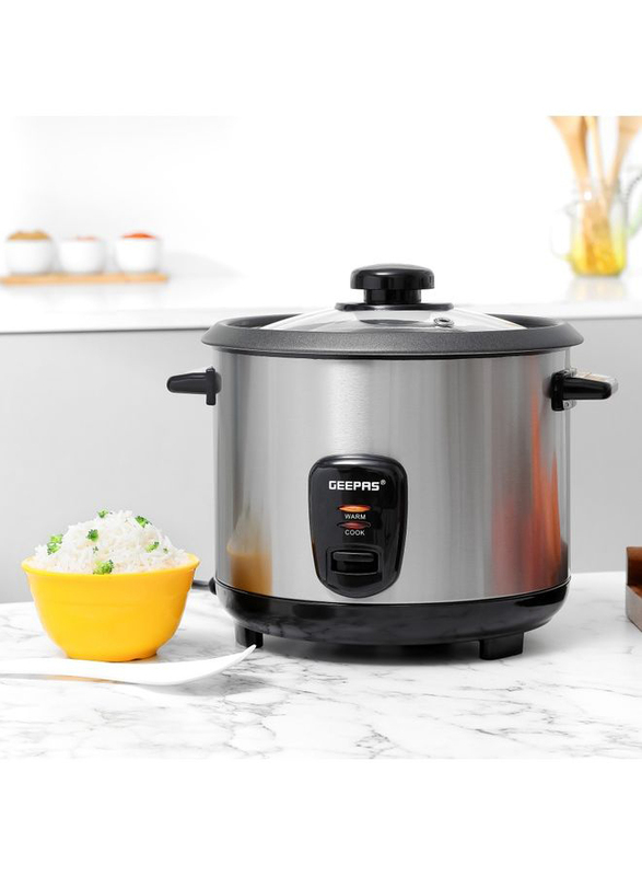 Geepas 1.5L Multifunctional Rice Cooker with Removable & Non Stick Inner Pot, 500W, GRC35040, Silver